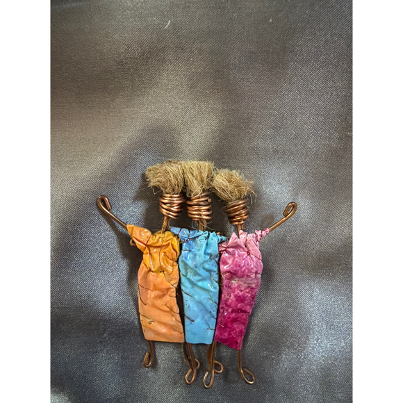 Unbranded Accessories - Unbranded Artisan Made Three Girls Brooch 2" X 3" Brooch in Orange